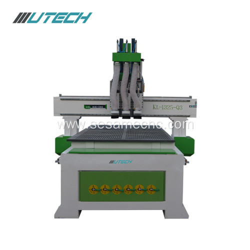 Pneumatic cnc router 1325 three head woodworking machine